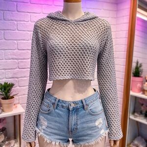 Forever 21 Gray Mesh Crop Top